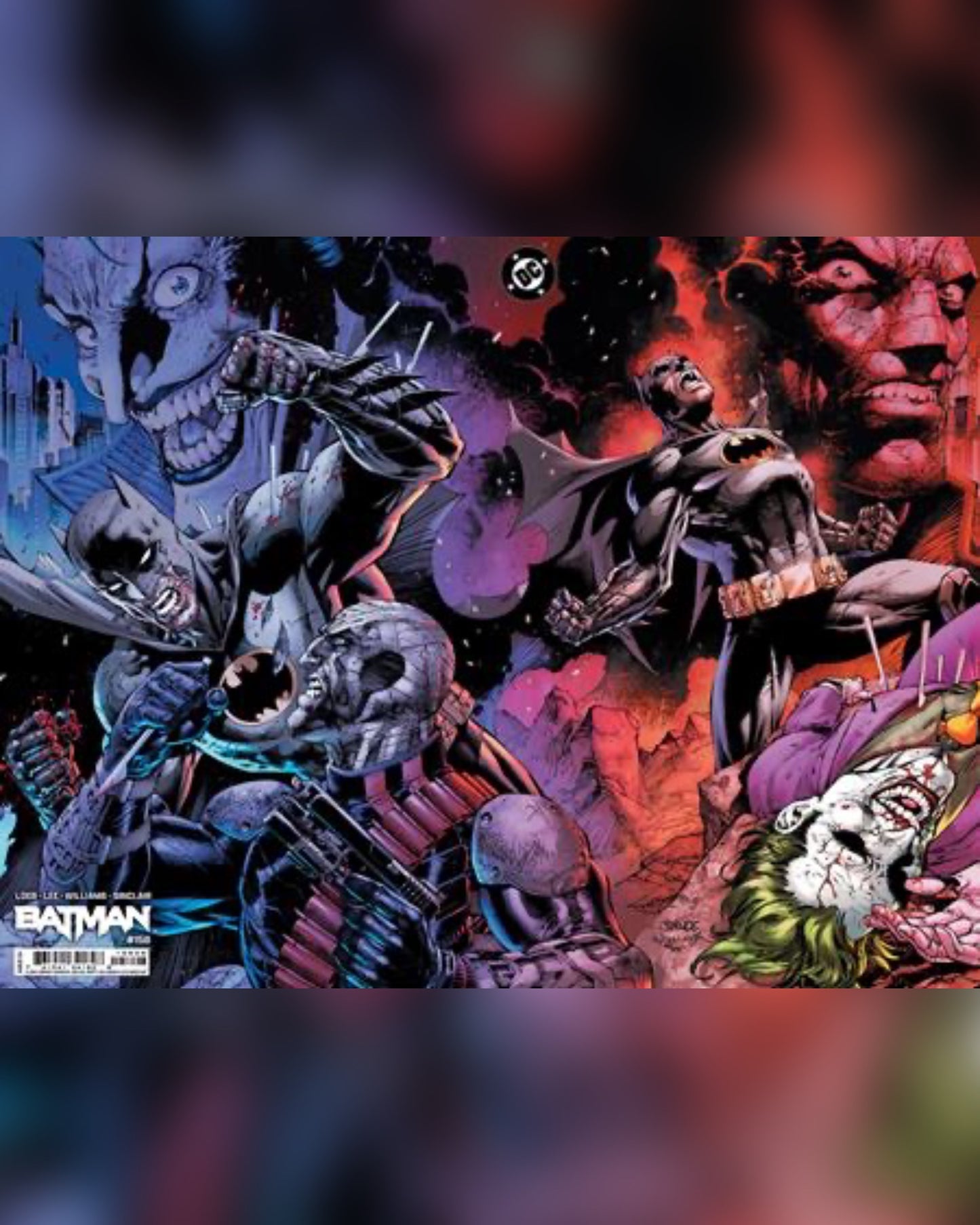 1:1000 Double Signed BATMAN
#158
CVR
R
INC
JIM LEE
&
SCOTT
WILLIAMS
CONNECTED
WRAPAROUND
CARD STOCK VAR
SIGNED BY
JEPH LOEB
&JIM LEE